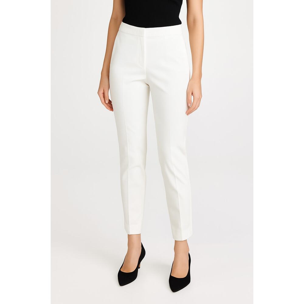 Piazza Sempione Emanuela White Cotton Blend Side-Zip Trousers Made in Italy